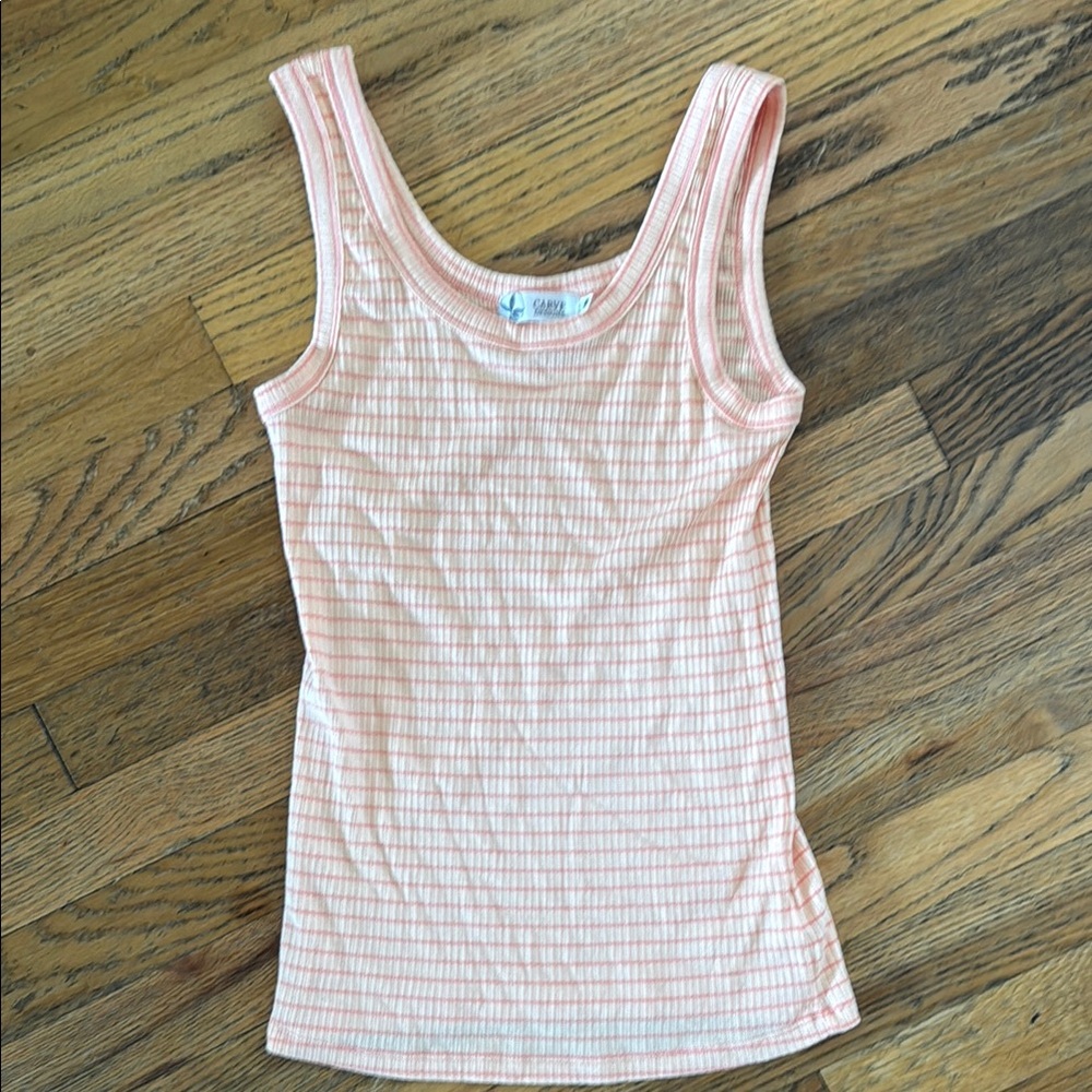 Carve Designs Peach Striped Ever Tank Top